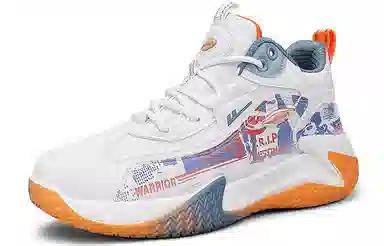 Warrior High Top Basketball Shoes White Blue Orange