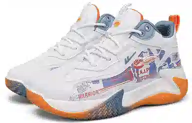 Warrior High Top Basketball Shoes White Blue Orange
