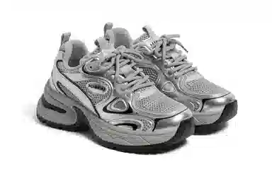 HUANQIU Retro Thick Sole Sneakers Silver