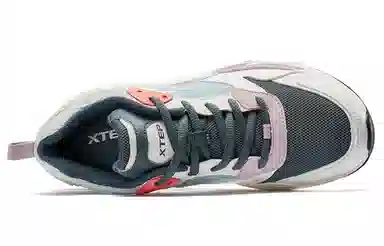 特步 舒适轻便 耐磨透气 低帮 老爹鞋 女款 米兰灰