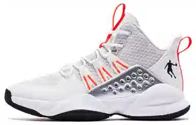Jordan High-Top Basketball Shoes Silver White Orange