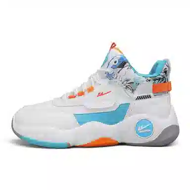 Warrior High-Top Basketball Sneakers White Blue Orange