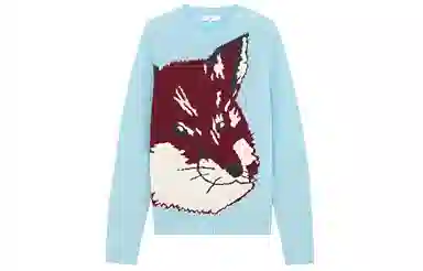 Maison Kitsune FW21 Jacquard Wool Sweater Blue