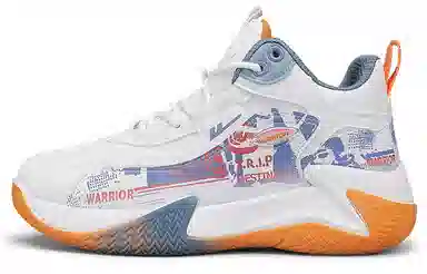 Warrior High Top Basketball Shoes White Blue Orange