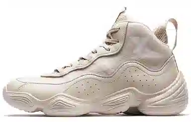 特步 潮流百搭 防滑耐磨 高帮 老爹鞋 男款 米色