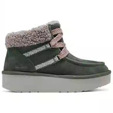 Skechers Suede Padded Snow Boots Olive
