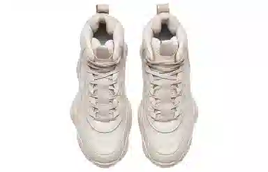 特步 潮流百搭 防滑耐磨 高帮 老爹鞋 男款 米色