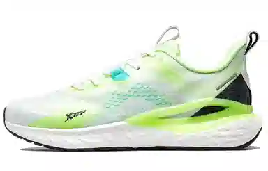 特步 动力巢科技 减震防滑耐磨 低帮 跑步鞋 白绿