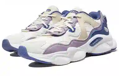 Xtep Fashion Leather Low Dad Shoes Women Beige Purple