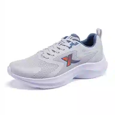 特步 氢风科技 舒适回弹轻质减震防滑耐磨透气 低帮跑步鞋 男款 灰蓝