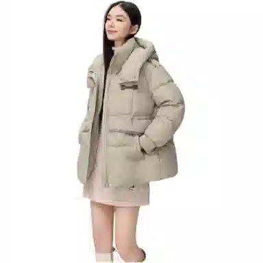 鸭鸭 简约拉链长袖连帽羽绒服 女款