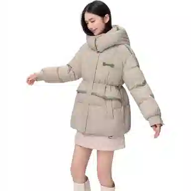 鸭鸭 简约拉链长袖连帽羽绒服 女款