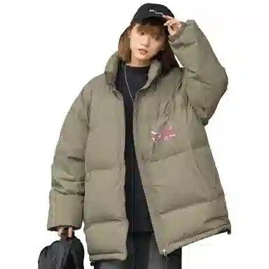 TONYKRZ Batwing Letter Print Down Jacket