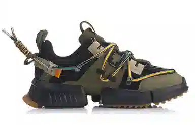 中国李宁 盘古 减震防滑耐磨 低帮 运动休闲鞋 男款 黑绿