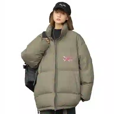 TONYKRZ Batwing Letter Print Down Jacket