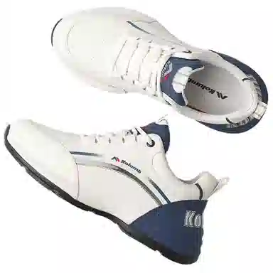 哥仑步 头层牛皮 简约舒适 时尚百搭 防滑透气增高 低帮 生活休闲鞋 男款 白蓝