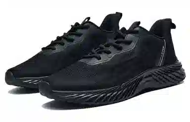 特步 减震防滑耐磨 低帮 运动休闲鞋 男款 黑