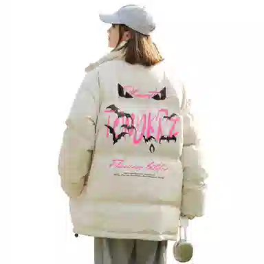 TONYKRZ Batwing Letter Print Down Jacket