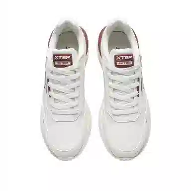 特步 复古简约 防滑耐磨轻便 低帮 生活休闲鞋 男款 白红