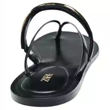 ZARA Open Toe Comfortable Flip Flops Black