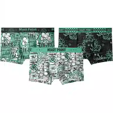 MAST POINT Plant Floral Cartoon Print Boxer Briefs 3-Pack