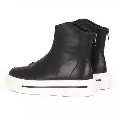 泰点 头层牛皮 时尚百搭 短靴 中跟 男款 黑色