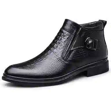 BrandName Classic Croc Leather Boots Black