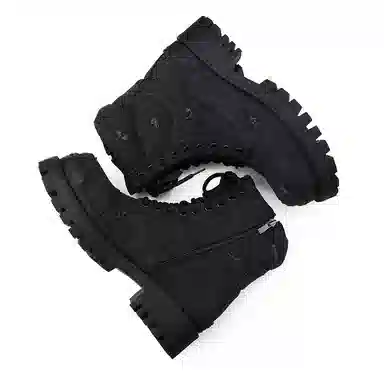 HANQIAORIJI Vintage Thick Sole Martin Boots Black