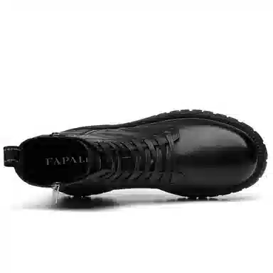 法派 粗跟百搭舒适 短中筒 马丁靴 男款 黑色