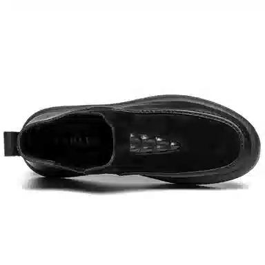 法派 二层牛皮 舒适气质百搭平底软面耐磨优雅 及踝 切尔西靴 男款 黑色