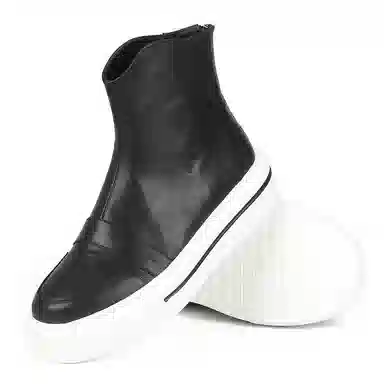 泰点 头层牛皮 时尚百搭 短靴 中跟 男款 黑色