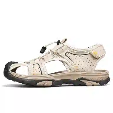 季公羊 牛皮革 时尚 沙滩鞋男户外凉鞋透气防滑 男款