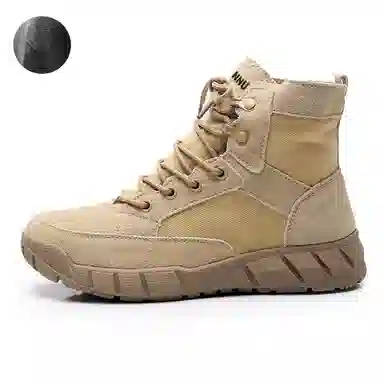 敦奴 二层牛皮 耐磨增高 舒适 短筒 户外靴 男女同款 卡其色