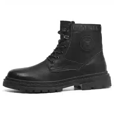 法派 时尚厚底 短中筒 马丁靴 男款 黑色
