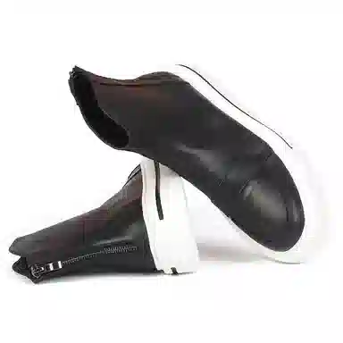 泰点 头层牛皮 时尚百搭 短靴 中跟 男款 黑色