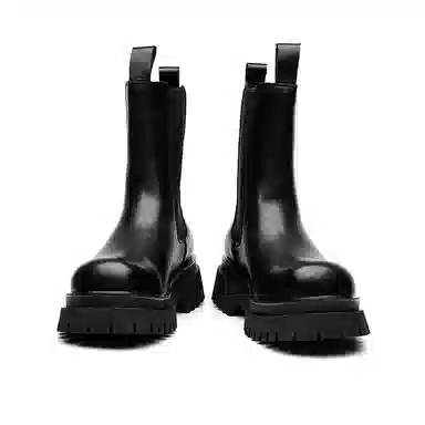 威世米邦 超纤皮 潮流小众厚底 中筒 切尔西靴 中跟 男款 黑色
