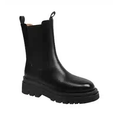 穿高跟鞋的吴大叔 头层牛皮 一脚蹬 短筒 切尔西靴 女款