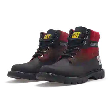 HarrisTweed x CAT Outdoor Work Boot Red Black