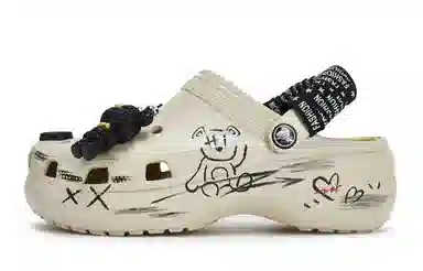 Crocs Classic Platform Clog Bone White Black