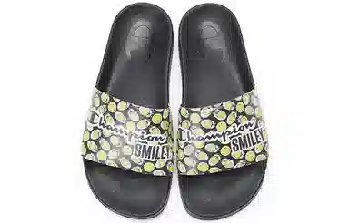 Smiley x Champion Slides Black