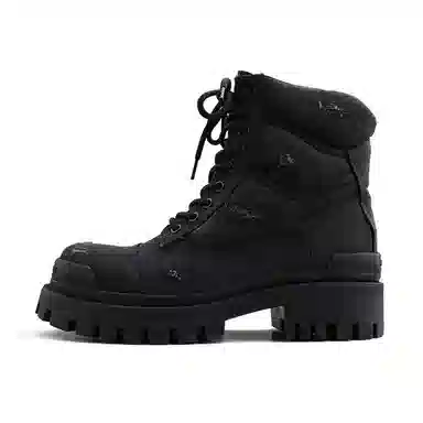 HANQIAORIJI Vintage Thick Sole Martin Boots Black