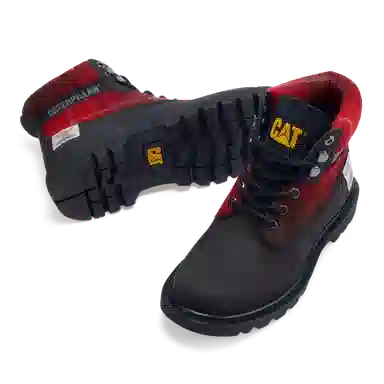 HarrisTweed x CAT Outdoor Work Boot Red Black