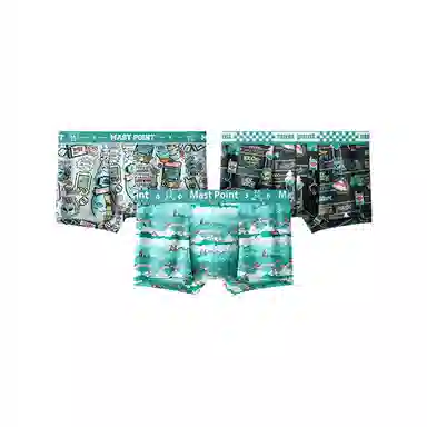 MAST POINT Plant Floral Cartoon Print Boxer Briefs 3-Pack