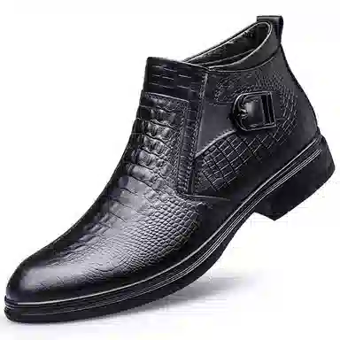 BrandName Classic Croc Leather Boots Black