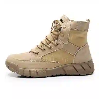 敦奴 二层牛皮 耐磨增高 舒适 短筒 户外靴 男女同款 卡其色