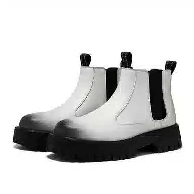 融合时尚潮流与法式复古的英伦风厚底耐磨靴 短筒 经典切尔西靴 男款