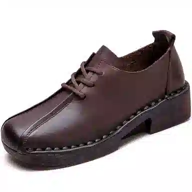 Jiezhou Vintage Leather Casual Shoes 4CM Women