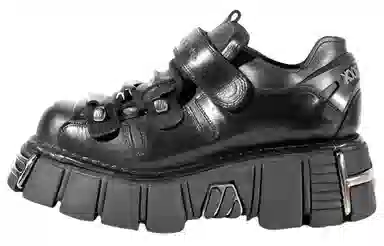 New Rock Vintage Metal Platform Shoes Black