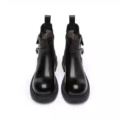 日泰 头层牛皮 时尚潮流 简约经典 短筒 切尔西靴 女款 黑色