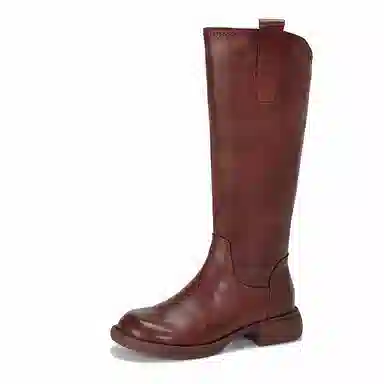 佐塞斯 头层牛皮 时尚简约舒适百搭 高筒靴 女